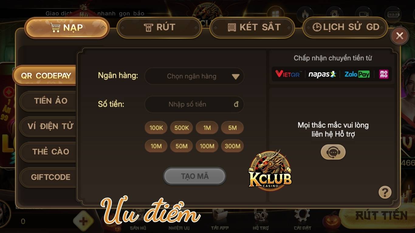 Ưu điểm khi nạp tiền Kclub